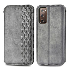 Leather Case Stands Flip Cover Holder S01D for Samsung Galaxy S20 FE (2022) 5G Gray