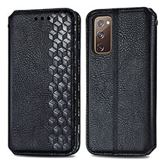 Leather Case Stands Flip Cover Holder S01D for Samsung Galaxy S20 Lite 5G Black