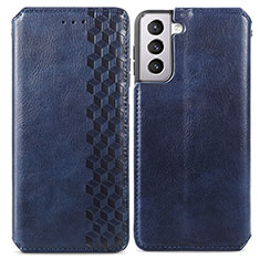 Leather Case Stands Flip Cover Holder S01D for Samsung Galaxy S24 Plus 5G Blue