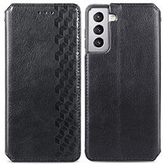 Leather Case Stands Flip Cover Holder S01D for Samsung Galaxy S25 5G Black