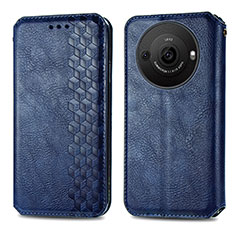 Leather Case Stands Flip Cover Holder S01D for Sharp Aquos R8 Pro Blue