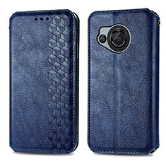 Leather Case Stands Flip Cover Holder S01D for Sharp Aquos R8s Blue