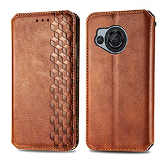 Leather Case Stands Flip Cover Holder S01D for Sharp Aquos R8s Brown