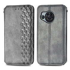 Leather Case Stands Flip Cover Holder S01D for Sharp Aquos R8s Gray