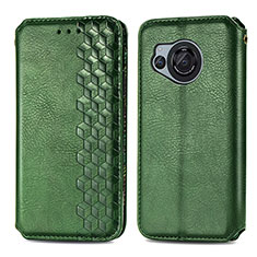 Leather Case Stands Flip Cover Holder S01D for Sharp Aquos R8s Green