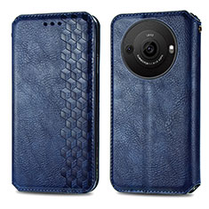 Leather Case Stands Flip Cover Holder S01D for Sharp Aquos R8s Pro Blue