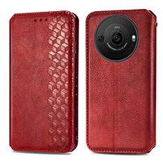 Leather Case Stands Flip Cover Holder S01D for Sharp Aquos R8s Pro Red