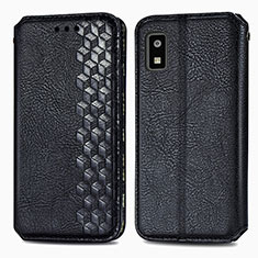 Leather Case Stands Flip Cover Holder S01D for Sharp Aquos wish3 Black