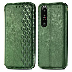 Leather Case Stands Flip Cover Holder S01D for Sony Xperia 1 III Green