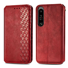 Leather Case Stands Flip Cover Holder S01D for Sony Xperia 1 IV Red