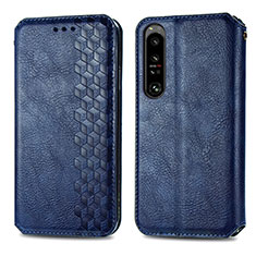 Leather Case Stands Flip Cover Holder S01D for Sony Xperia 1 IV SO-51C Blue