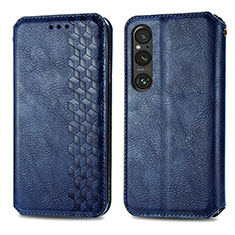 Leather Case Stands Flip Cover Holder S01D for Sony Xperia 1 V Blue