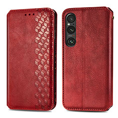 Leather Case Stands Flip Cover Holder S01D for Sony Xperia 1 V Red