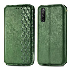 Leather Case Stands Flip Cover Holder S01D for Sony Xperia 10 III Green