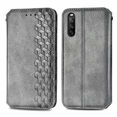 Leather Case Stands Flip Cover Holder S01D for Sony Xperia 10 III Lite Gray
