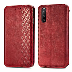 Leather Case Stands Flip Cover Holder S01D for Sony Xperia 10 III SO-52B Red