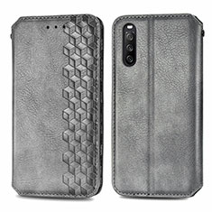 Leather Case Stands Flip Cover Holder S01D for Sony Xperia 10 III SOG04 Gray