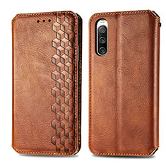 Leather Case Stands Flip Cover Holder S01D for Sony Xperia 10 IV SO-52C Brown