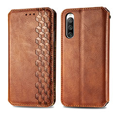 Leather Case Stands Flip Cover Holder S01D for Sony Xperia 10 IV SOG07 Brown