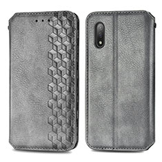 Leather Case Stands Flip Cover Holder S01D for Sony Xperia Ace II SO-41B Gray