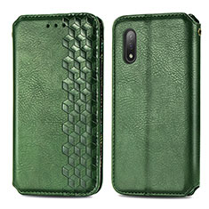 Leather Case Stands Flip Cover Holder S01D for Sony Xperia Ace II SO-41B Green