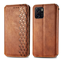 Leather Case Stands Flip Cover Holder S01D for Vivo iQOO U5x Brown