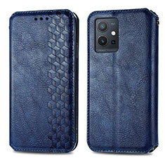 Leather Case Stands Flip Cover Holder S01D for Vivo iQOO Z6 5G Blue