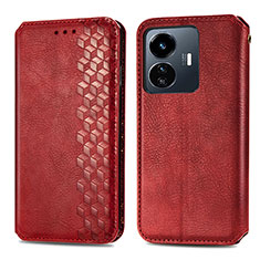 Leather Case Stands Flip Cover Holder S01D for Vivo iQOO Z6 Lite 5G Red