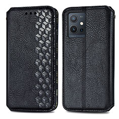 Leather Case Stands Flip Cover Holder S01D for Vivo T1 5G India Black