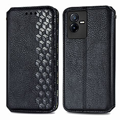 Leather Case Stands Flip Cover Holder S01D for Vivo T2x 5G Black