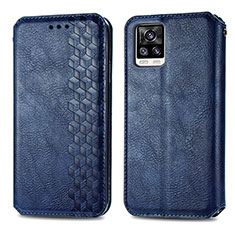 Leather Case Stands Flip Cover Holder S01D for Vivo V20 (2021) Blue