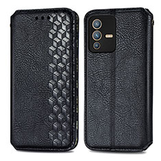 Leather Case Stands Flip Cover Holder S01D for Vivo V23 5G Black