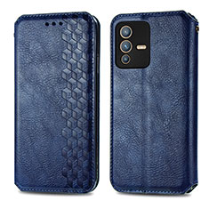 Leather Case Stands Flip Cover Holder S01D for Vivo V23 5G Blue