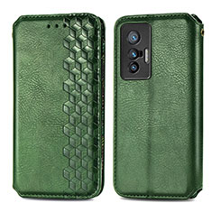 Leather Case Stands Flip Cover Holder S01D for Vivo X70 5G Green