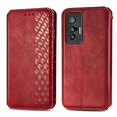 Leather Case Stands Flip Cover Holder S01D for Vivo X70 5G Red