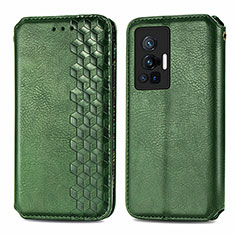Leather Case Stands Flip Cover Holder S01D for Vivo X70 Pro 5G Green