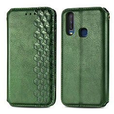 Leather Case Stands Flip Cover Holder S01D for Vivo Y11 Green