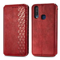 Leather Case Stands Flip Cover Holder S01D for Vivo Y11 Red