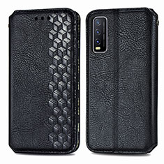 Leather Case Stands Flip Cover Holder S01D for Vivo Y11s Black