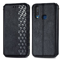 Leather Case Stands Flip Cover Holder S01D for Vivo Y12 Black