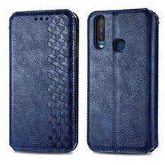 Leather Case Stands Flip Cover Holder S01D for Vivo Y15 Blue