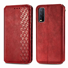 Leather Case Stands Flip Cover Holder S01D for Vivo Y20a Red