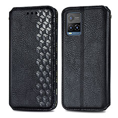 Leather Case Stands Flip Cover Holder S01D for Vivo Y21 Black