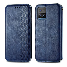 Leather Case Stands Flip Cover Holder S01D for Vivo Y21 Blue