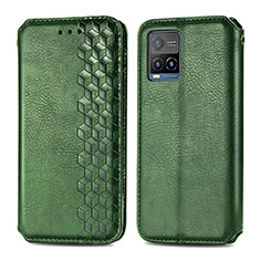 Leather Case Stands Flip Cover Holder S01D for Vivo Y21a Green