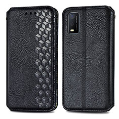 Leather Case Stands Flip Cover Holder S01D for Vivo Y3s (2021) Black