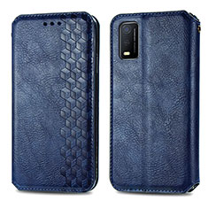 Leather Case Stands Flip Cover Holder S01D for Vivo Y3s (2021) Blue