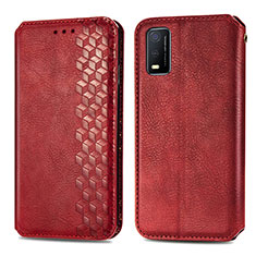 Leather Case Stands Flip Cover Holder S01D for Vivo Y3s (2021) Red