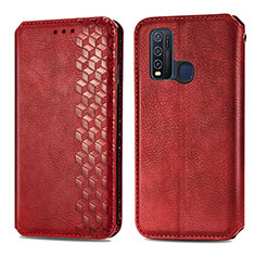 Leather Case Stands Flip Cover Holder S01D for Vivo Y50 Red