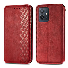 Leather Case Stands Flip Cover Holder S01D for Vivo Y55 5G Red